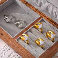 18K Gold-Plated Sparkling Sculptural Open Ring