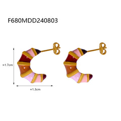 Multicolor Enamel C-Hoop Earrings