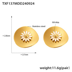 18K Gold-Plated Daisy Enamel Ring or Stud Earrings