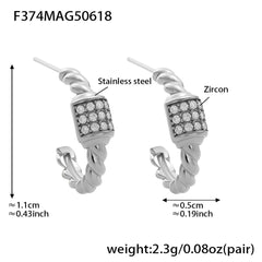 Cubic Zirconia Twisted Hoop Earrings