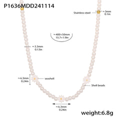 Daisy Pearl-Look Beaded Necklace