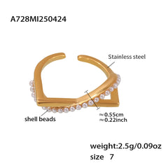 Shell Pearl-Look and Sparkling Open Ring Designs