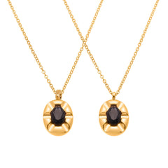 Black Cubic Zirconia Oval Pendant Necklace