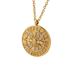 18K Gold-Plated Zodiac Medallion Necklace