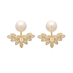 Nadine Vintage-Inspired Pearl Leaf Stud Earrings