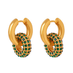 Stone-Accent Round Hoop Earrings