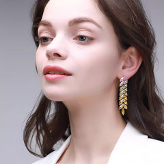 Marielle Pavé Leaf Drop Earrings