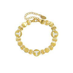 18K Gold-Plated White Shell Geometric Bracelet