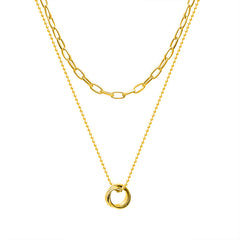 18K Gold-Plated Round Link Layered Necklace