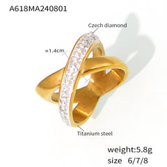 18K Gold-Plated Sparkling X Ring