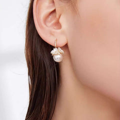 Daphne Vintage-Inspired Pearl Floral Huggie Earrings