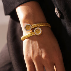 18K Gold-Plated Tree Medallion Open Cuff Bracelet