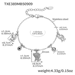 18K Gold-Plated Dog & Bell Charm Necklace or Bracelet