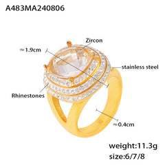 18K Gold-Plated Layered Cubic Zirconia Statement Ring