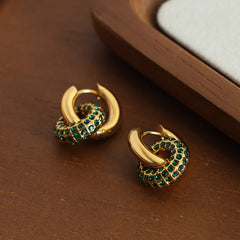 Stone-Accent Round Hoop Earrings