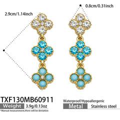 Color Cubic Zirconia Four-Petal Flower Jewelry