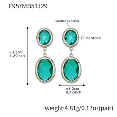 Faceted Oval Glass Drop Earrings