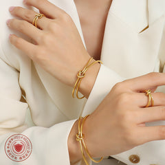 18K Gold-Plated Knot Cuff and Ring Designs
