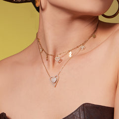 Cubic Zirconia Heart Layered Necklace Designs