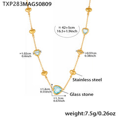 18K Gold-Plated Heart Glass Chain Necklace