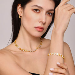 Cubic Zirconia Round-Link Necklace & Bracelet