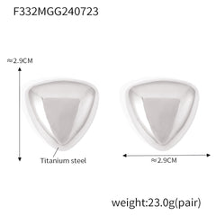18K Gold-Plated Rounded Triangle Stud Earrings