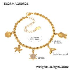 Gold-Tone Cubic Zirconia Charm Bracelet or Anklet