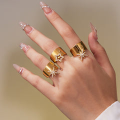 Cubic Zirconia Star Charm Open Rings