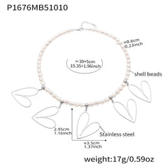 Pearl-Look Open Heart Charm Necklace