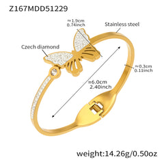 Floral & Butterfly Stainless Steel Bangle Bracelets