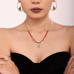 Garnet & Enamel Christmas Tree Necklace