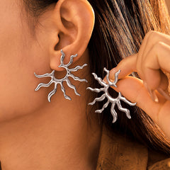 Radiating Sunburst Stainless Steel Earrings