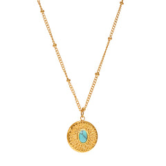 18K Gold-Plated Turquoise Coin Pendant Necklace
