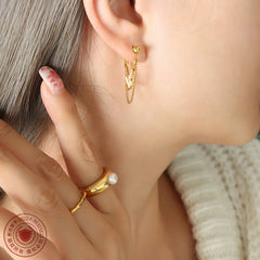 Layered Chain Drop Stud Earrings