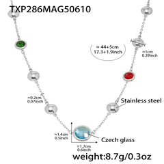 Faceted Glass Round Station Necklace