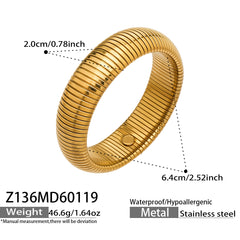 18K Gold-Plated Ribbed Flexible Bracelet