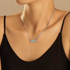 Minimalist Engraved Rectangular Tag Necklace