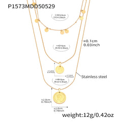 18K Gold-Plated Triple Layer Coin Necklace