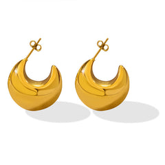 18K Gold-Plated Rounded Hollow Hoop Earrings