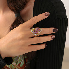 18K Gold-Plated Multicolor Teardrop Statement Ring