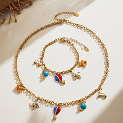 Enamel Cubic Zirconia Multi-Charm Jewelry