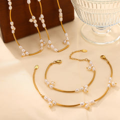 Freshwater Pearl Geometric Necklace & Bracelet