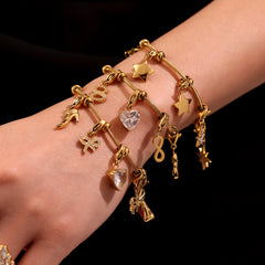 Cubic Zirconia Heart and Celestial Charm Bracelet
