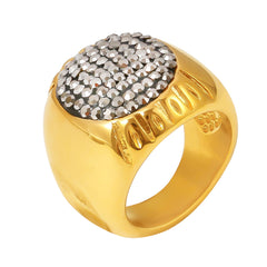 18K Gold-Plated Oval Pave Statement Ring