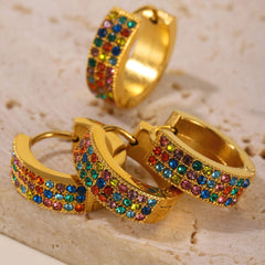 18K Gold-Plated Pave Cubic Zirconia Hoop Earrings