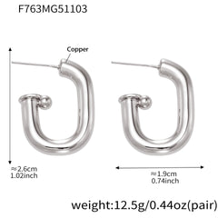 18K Gold-Plated Hollow U-Hoop Copper Earrings