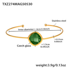 Faceted Glass Open Cuff Bracelet