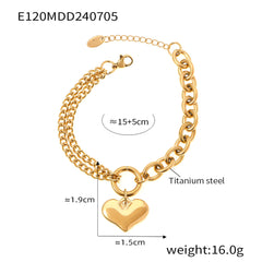 Mixed-Link Heart Charm Bracelet