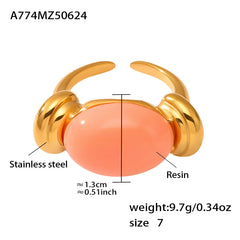 Oval Resin Color Accent Ring