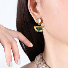 Resin Cat-Eye Accent Drop Earrings